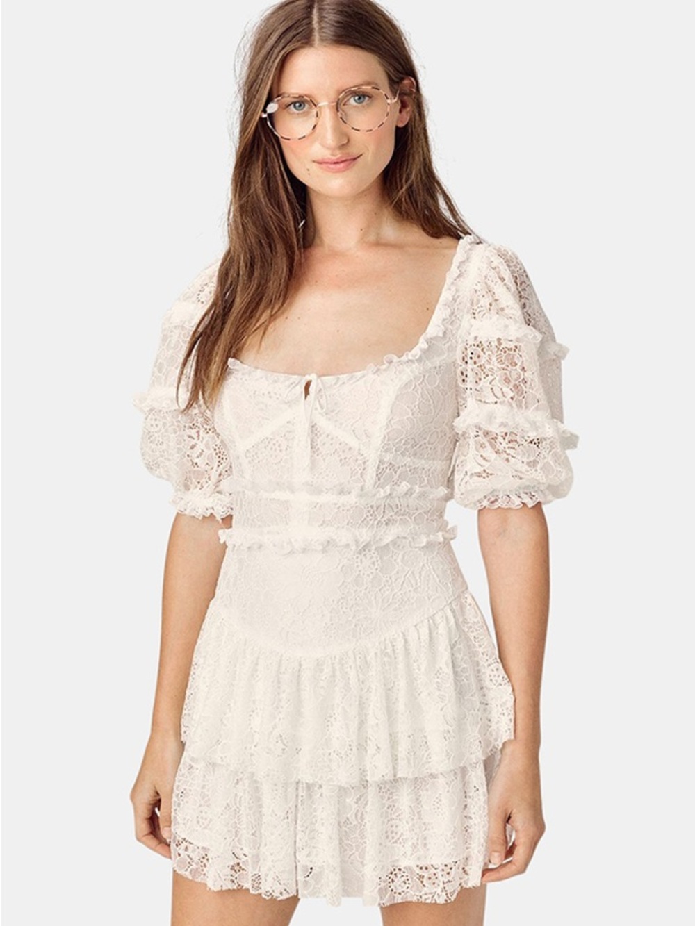 FOR LOVE & LEMONS
JELENA MINI DRESS - IVORY